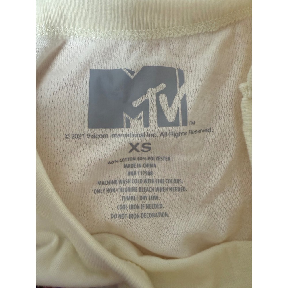 MTV Music Television Floral Logo Cream T Shirt Womens XS - Picture 2 of 6